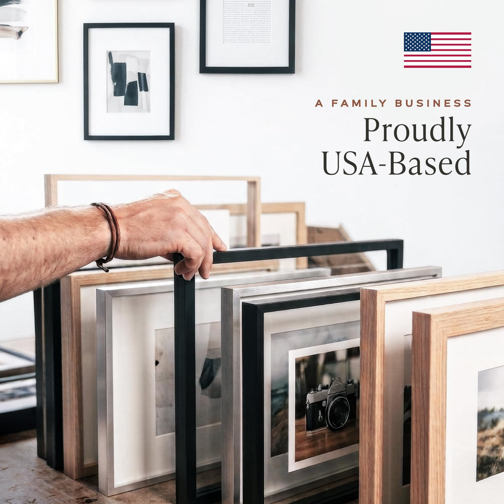 Americanflat packaged frames stacked, demonstrating secure shipping protection