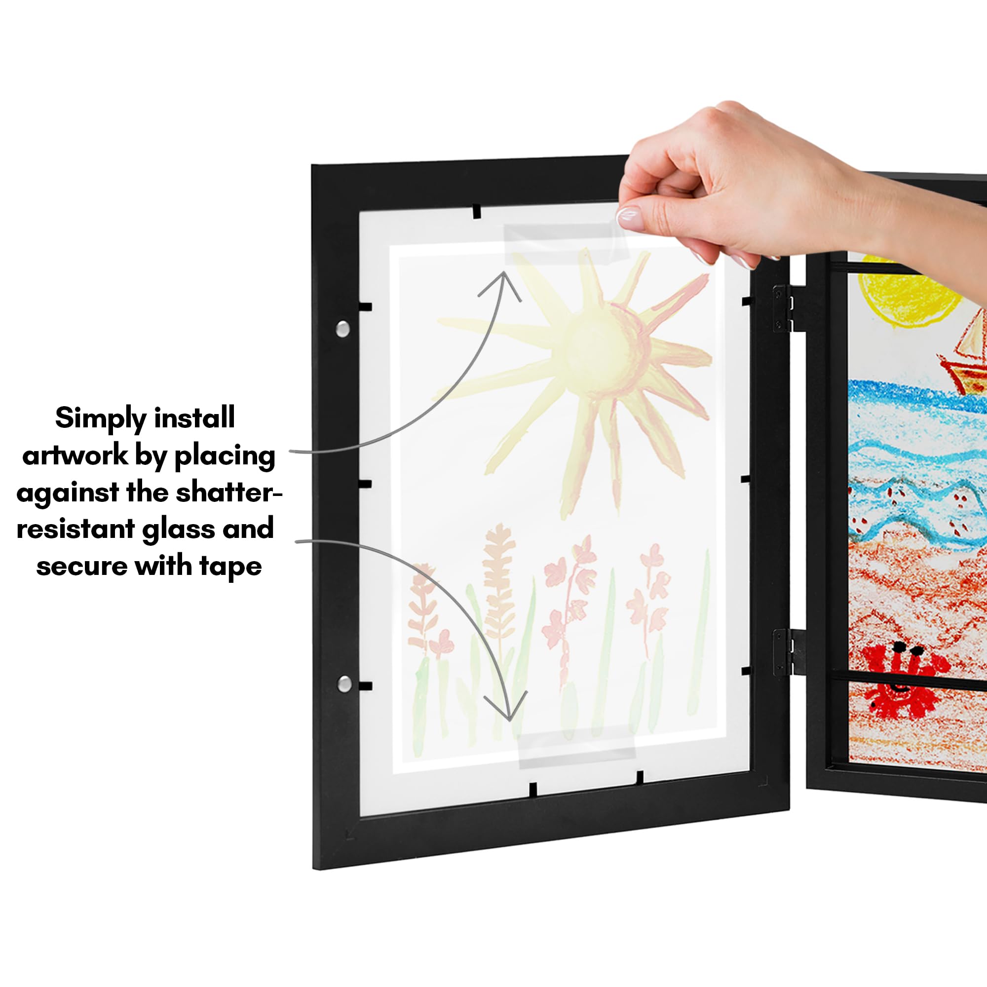Americanflat showing horizontal and vertical hanging options for versatile display benefit