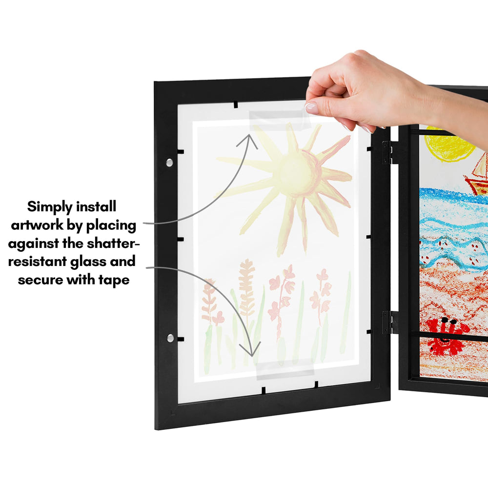 Americanflat showing horizontal and vertical hanging options for versatile display benefit