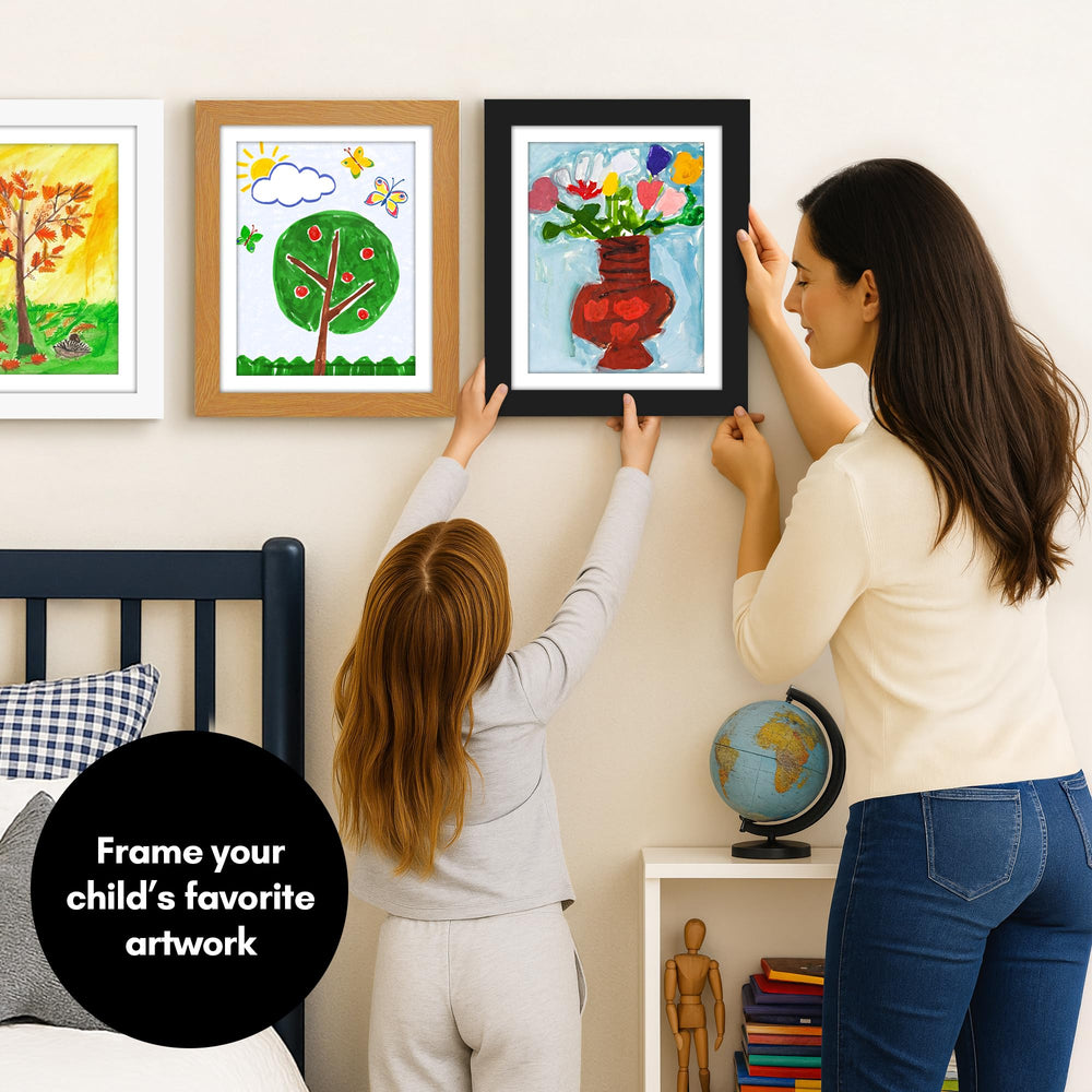 Americanflat open storage compartment revealing stacked drawings for organized keepsakes