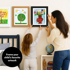 Americanflat open storage compartment revealing stacked drawings for organized keepsakes