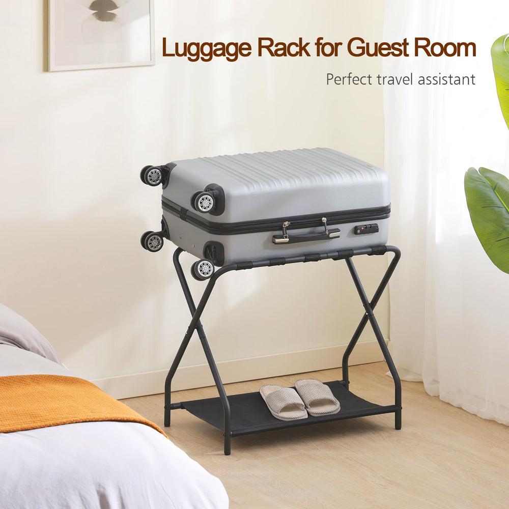 AMHANCIBLE assembled rack next to a suitcase showing scale and fit