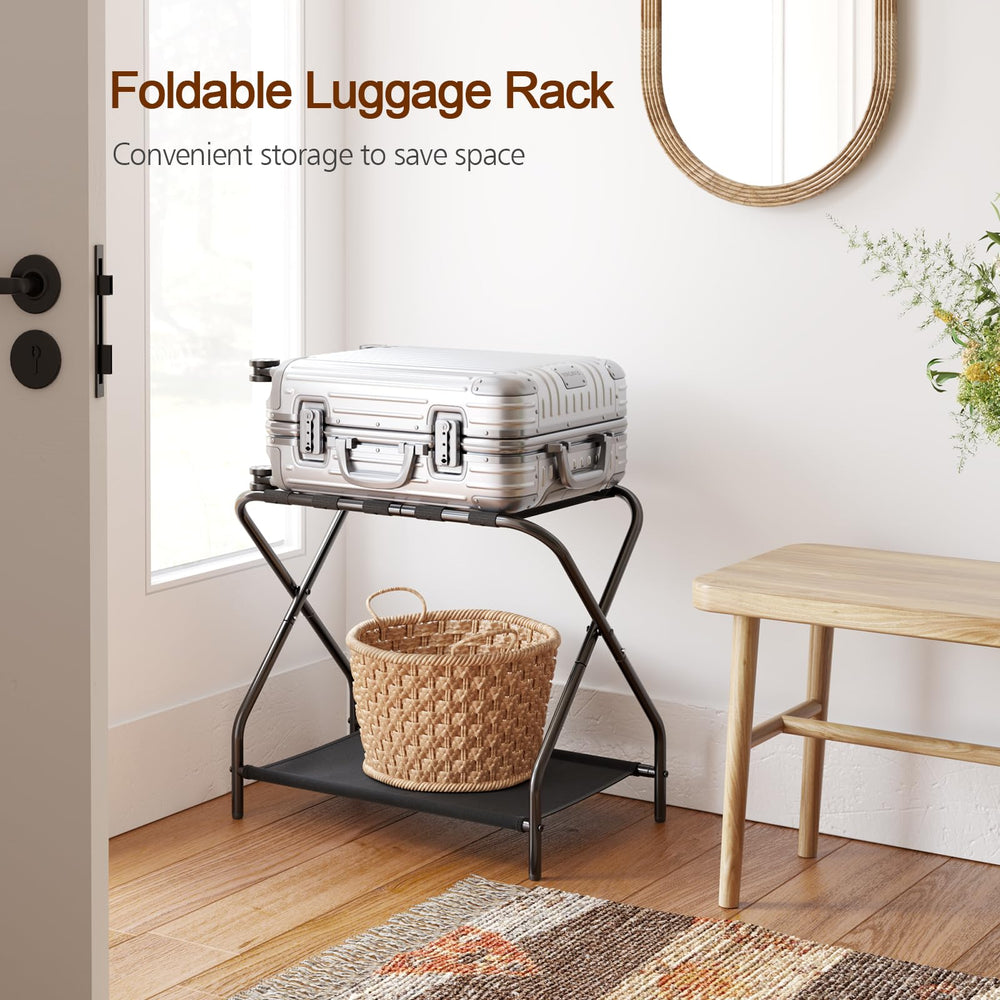 AMHANCIBLE folded flat racks stored under bed demonstrating compact convenience
