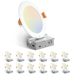 Amico front view of 6-inch downlight showing clean white trim and even glow benefit