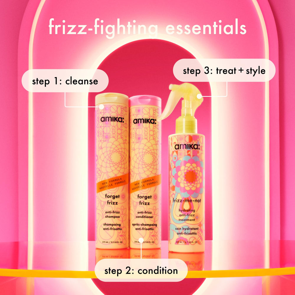 Amika 275ml size comparison showing bottle scale for travel and shelf placement