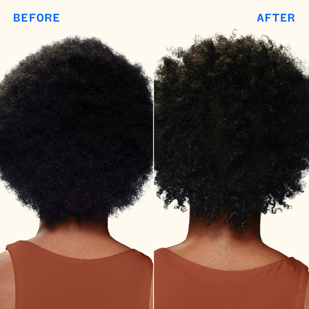 amika applied to wet curly hair demonstrating improved manageability benefit