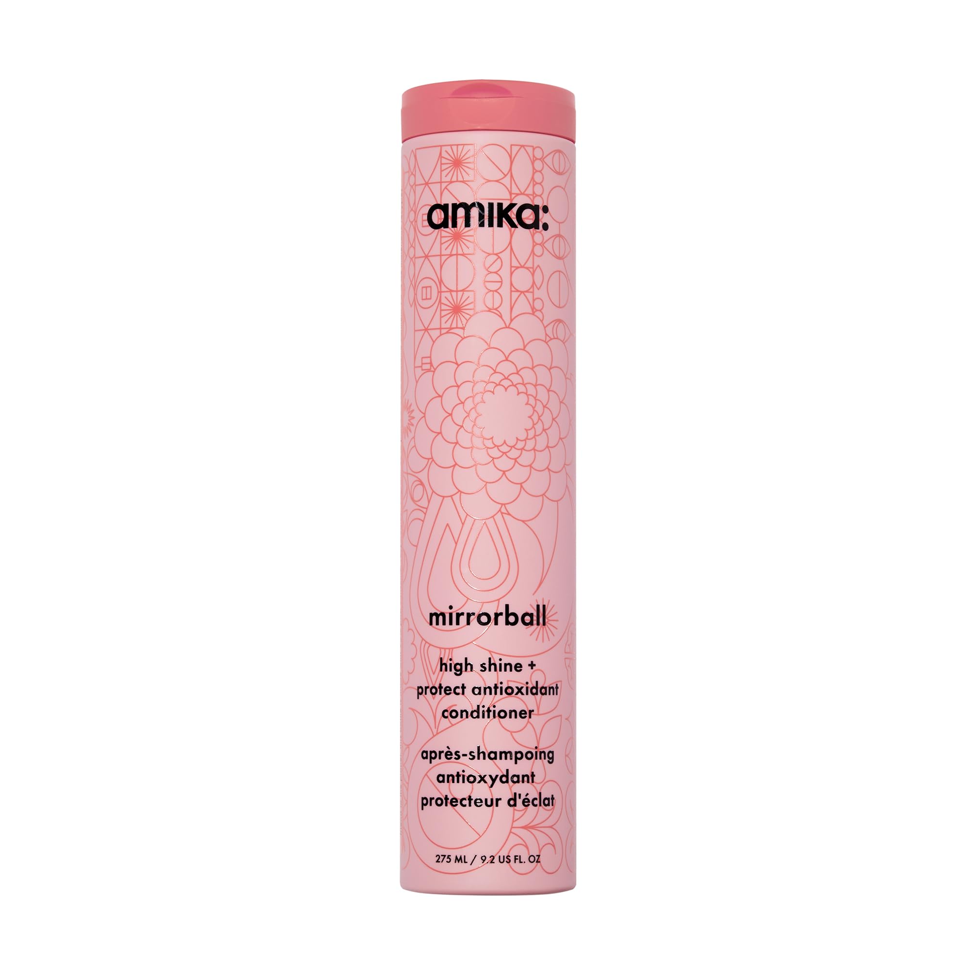 amika Mirrorball front packaging shows bottle and benefits