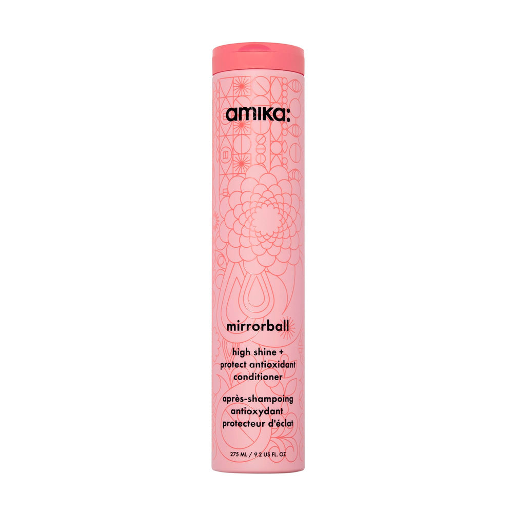 amika Mirrorball front packaging shows bottle and benefits