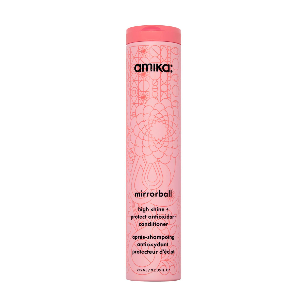 amika Mirrorball front packaging shows bottle and benefits