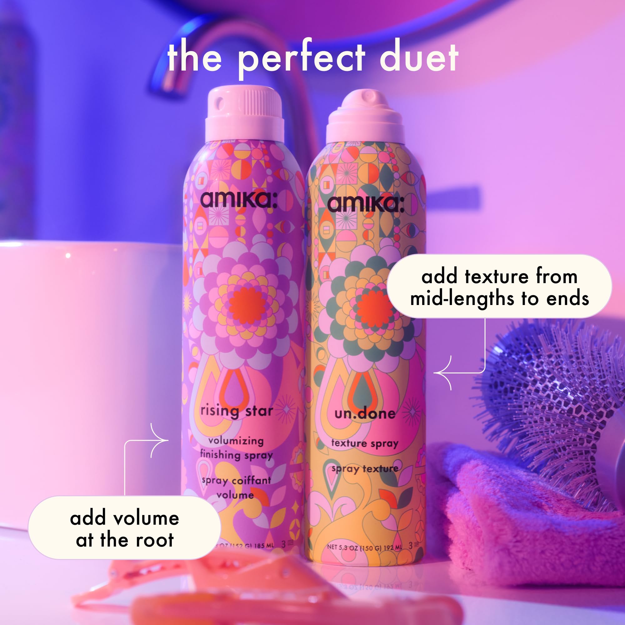 amika after-application hair showing tousled, piecey texture benefit