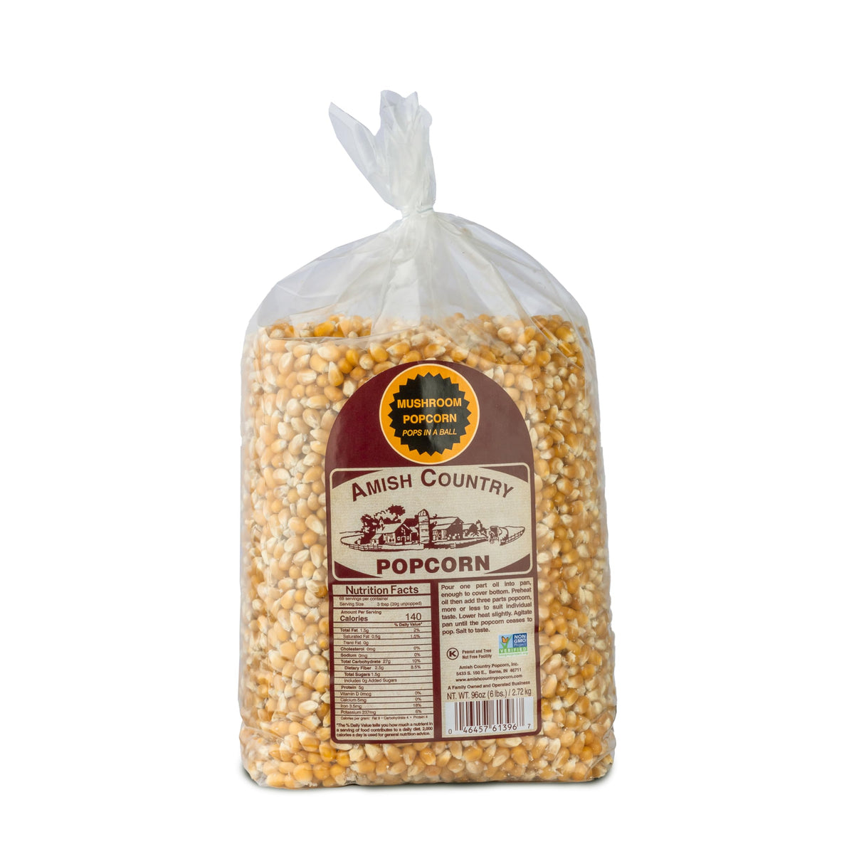 Amish Country Popcorn front packaging showing product and weight for convenience