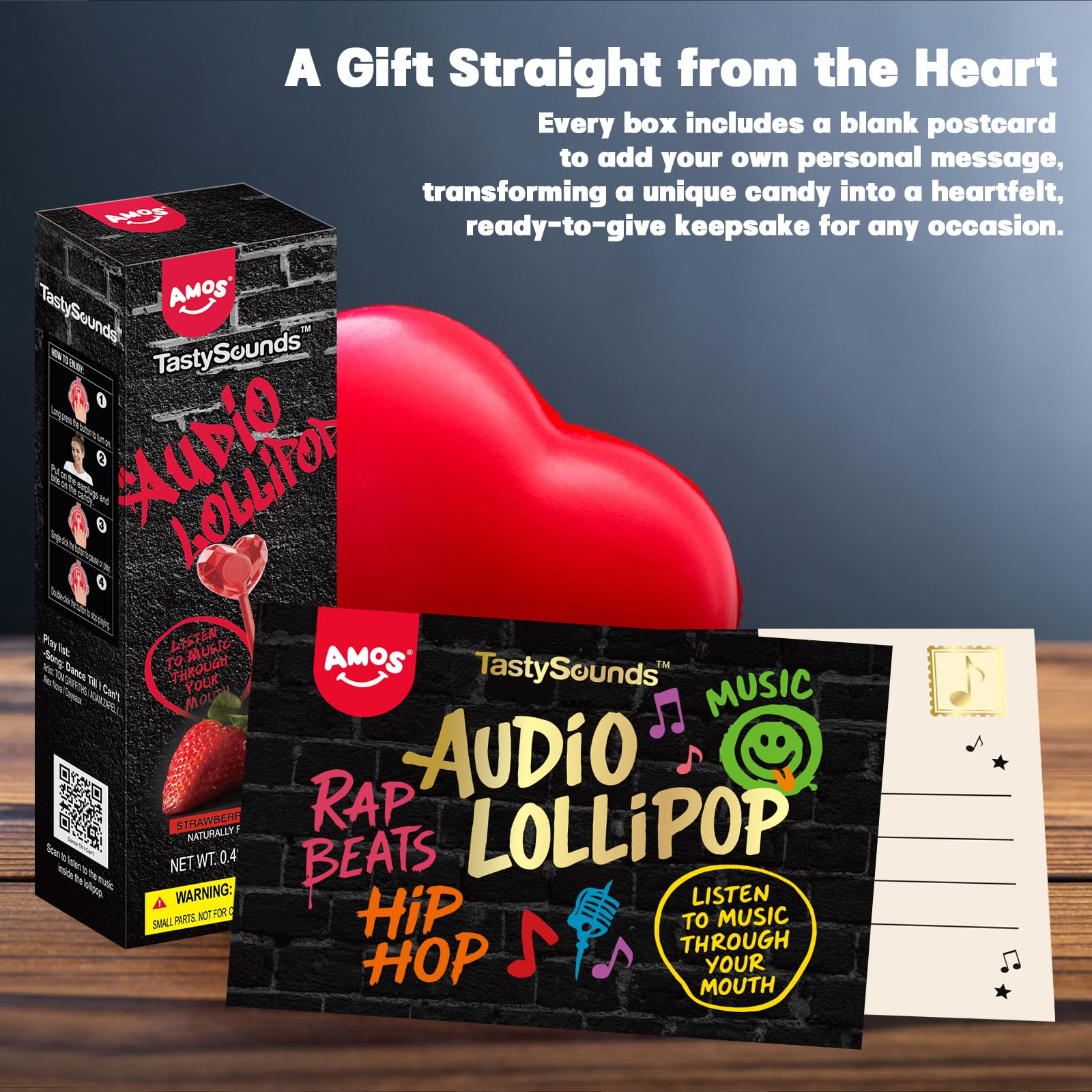 Amos TastySounds held in hand for size comparison and portability benefit