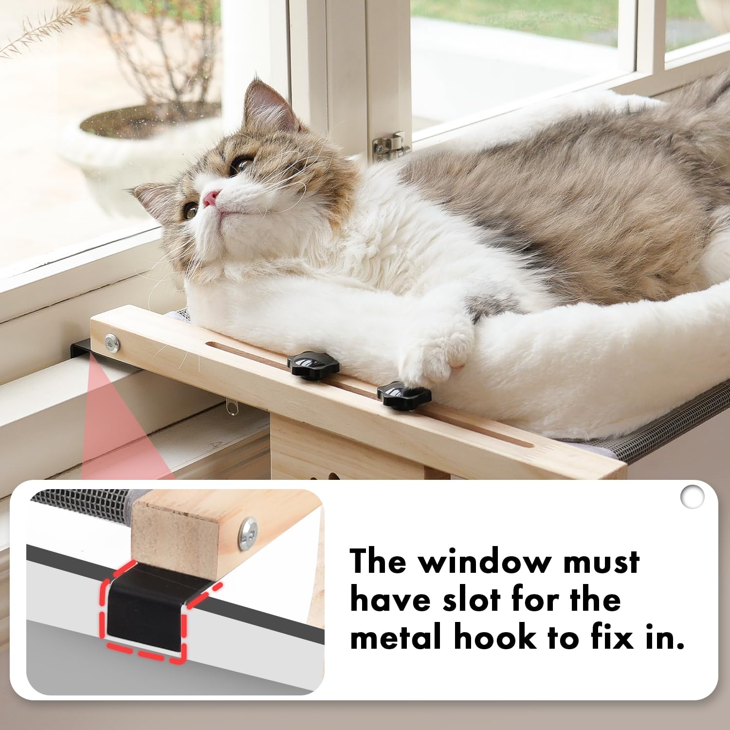 AMOSIJOY cat on perch by a sunny window demonstrating comfort and enrichment benefit