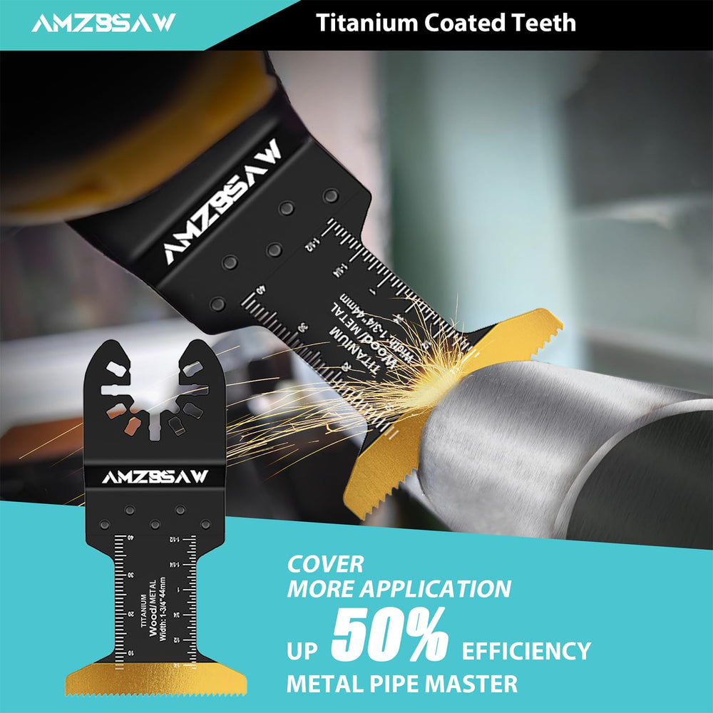 AMZBSAW three included adapters and blades laid out to show compatibility and quick-change convenience