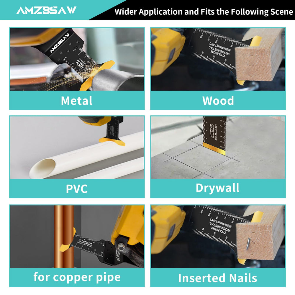 AMZBSAW blade installed in an oscillating tool cutting wood demonstrating precise plunge capability