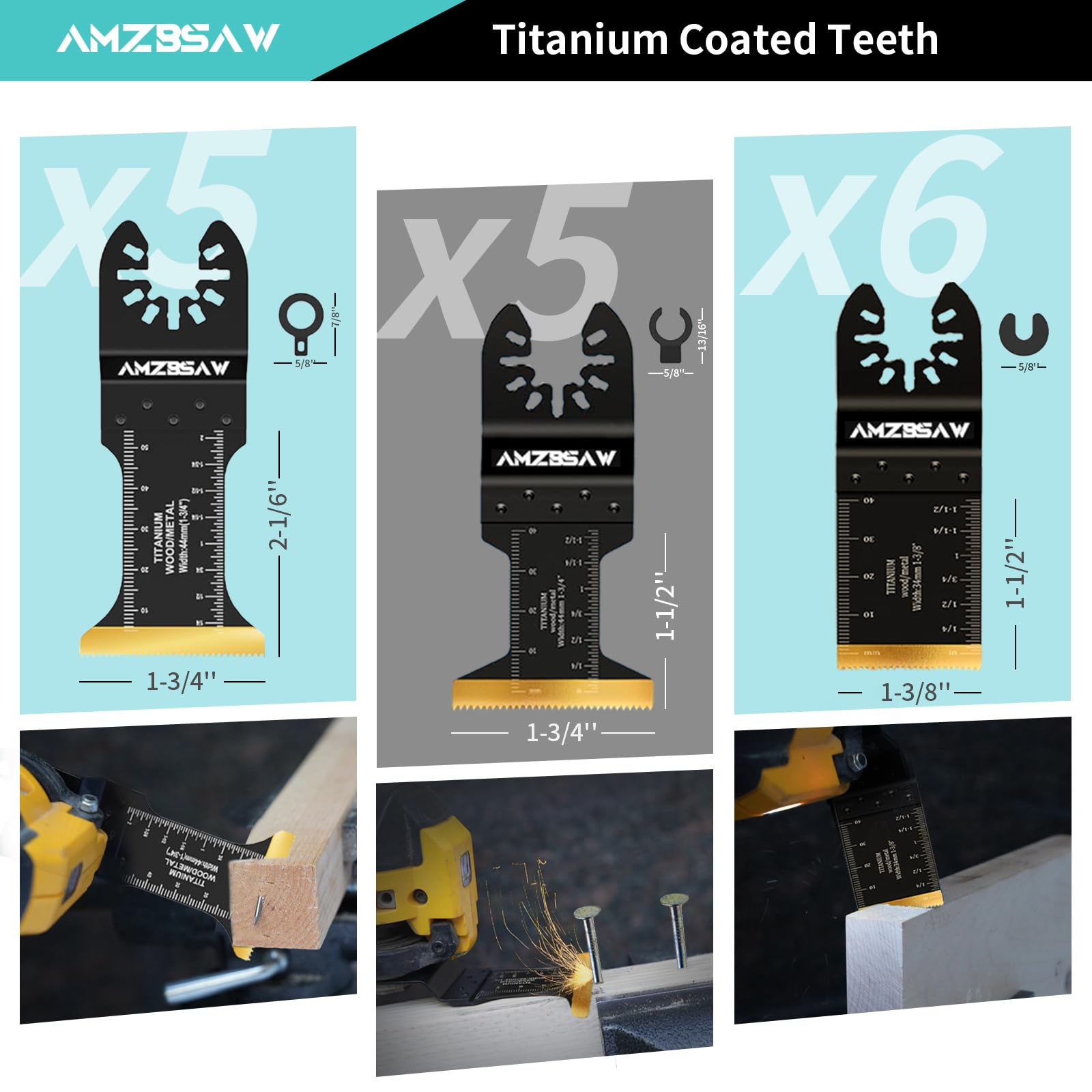 AMZBSAW close-up of titanium-coated blade edge highlighting durable finish and longer wear