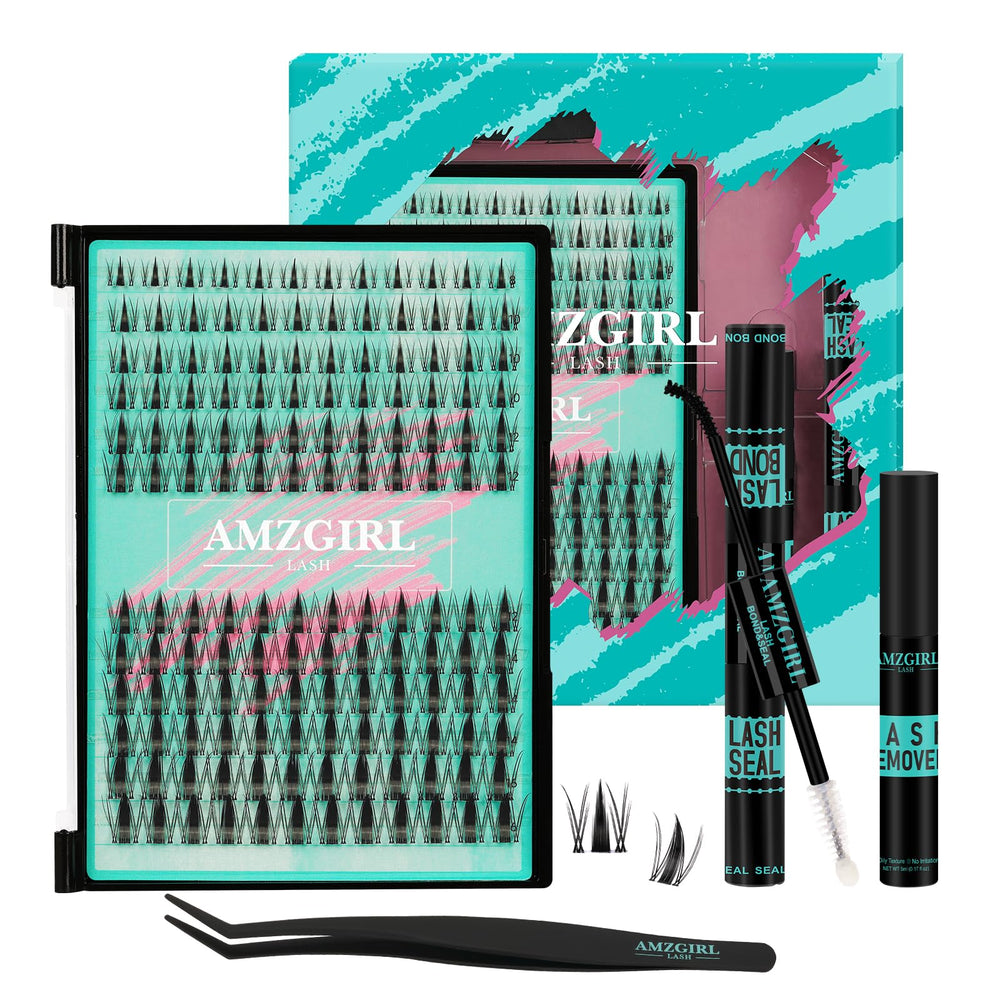 AMZGIRL kit front packaging showing full manga lash set and tools for easy styling