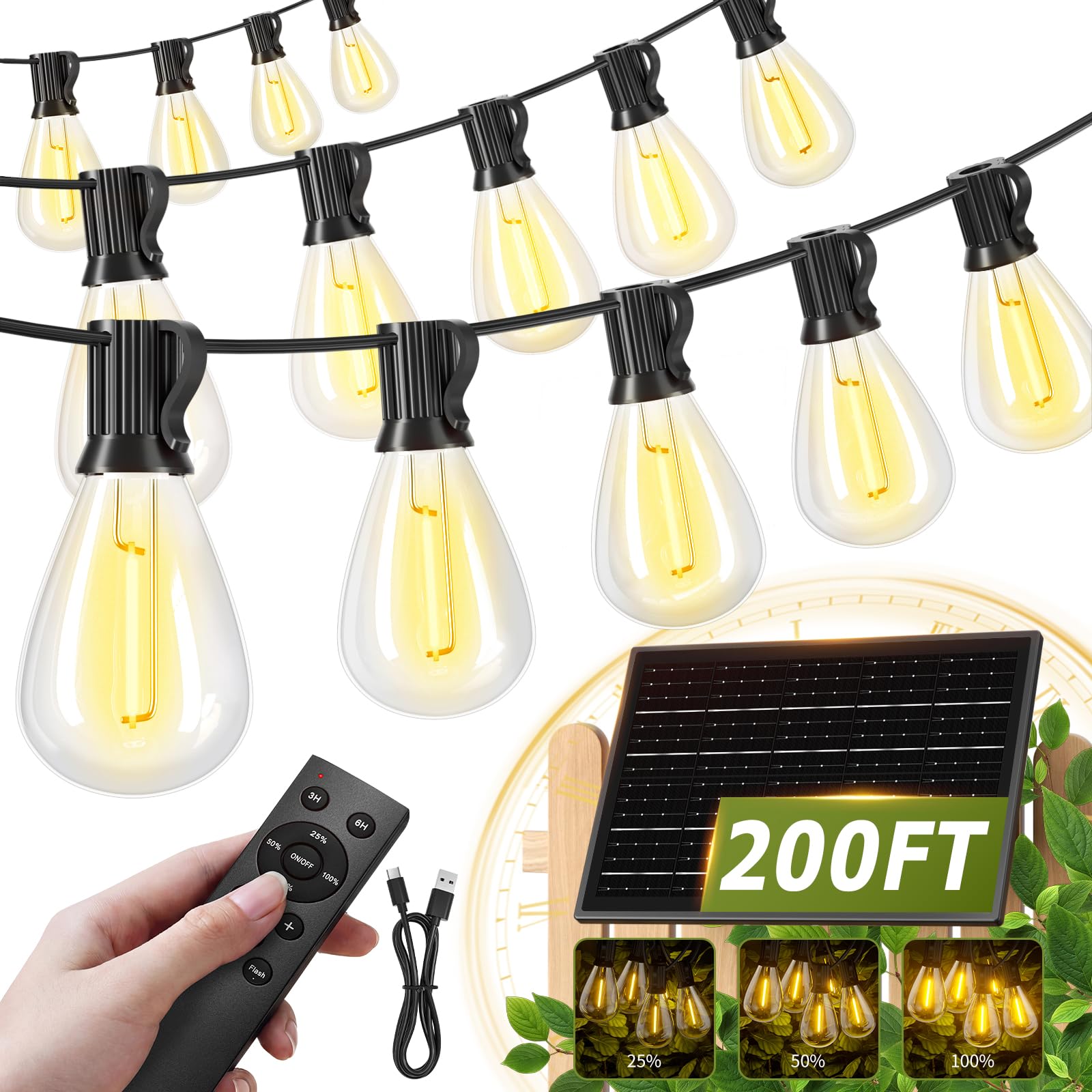 Amzrap front packaging showing full 200FT string and features for easy setup