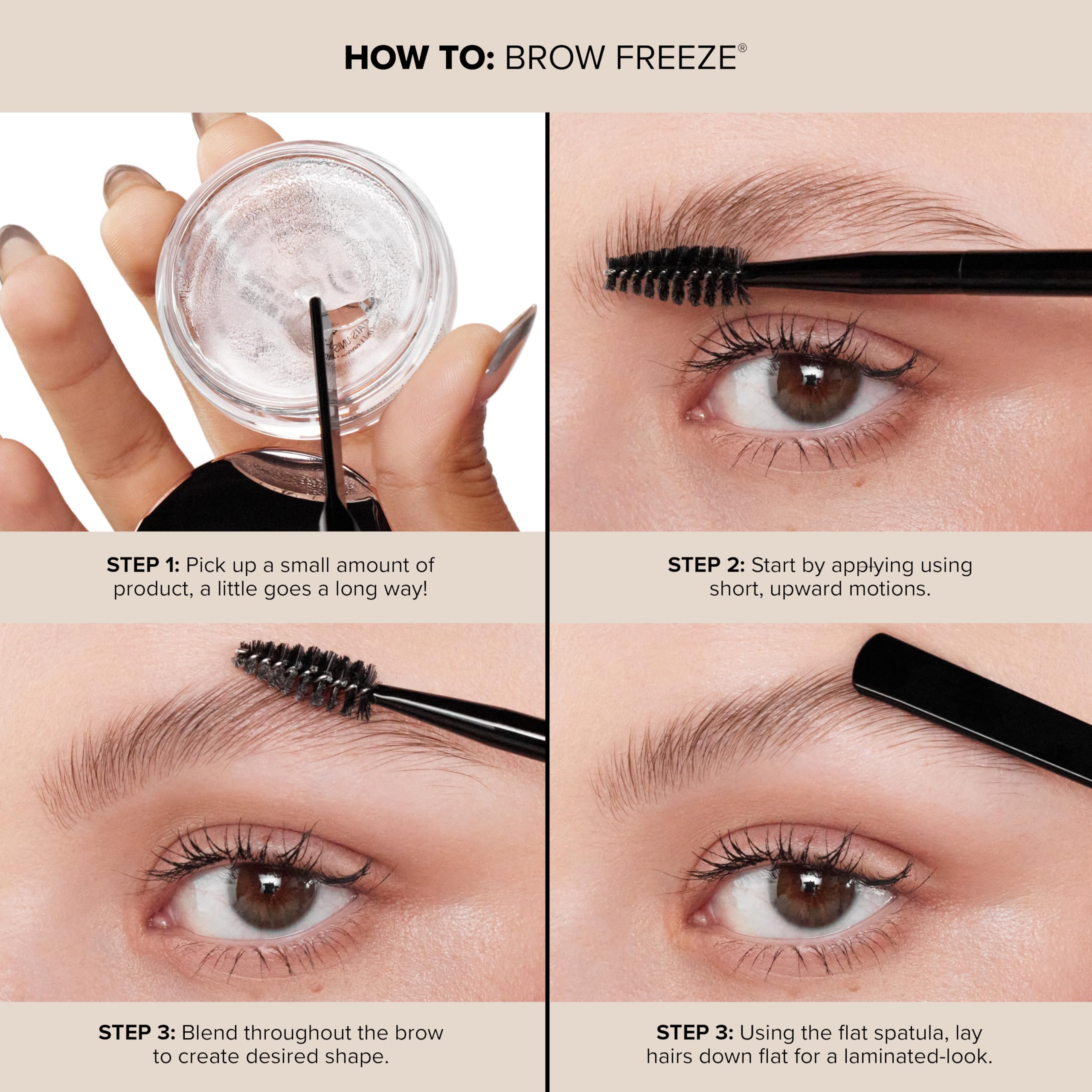 Anastasia Beverly Hills Brow Freeze on model close-up shows natural laminated brow effect