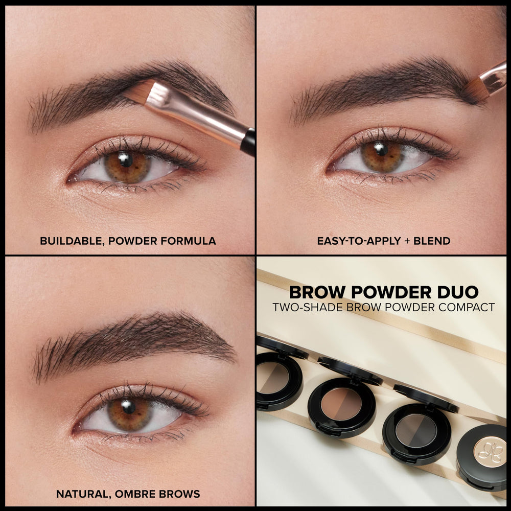 Anastasia Beverly Hills applying powder with angled brush for precise definition