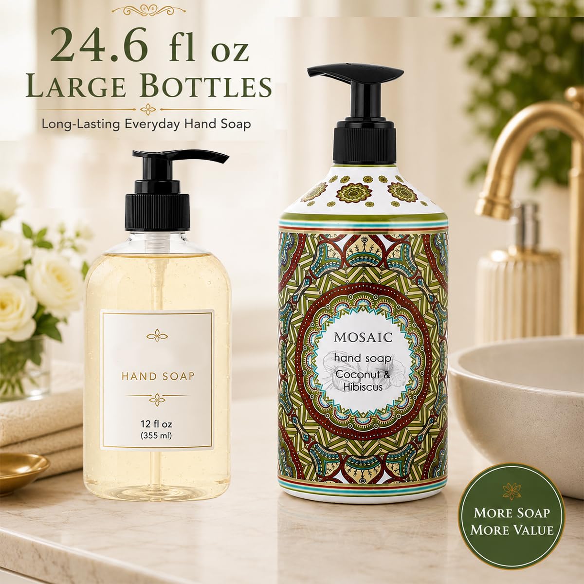 AnatoliaDaphne bottles displayed on bathroom vanity conveying decorative look and daily convenience