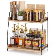 ANBOXIT front view of 2-tier coffee organizer showing tidy storage benefit