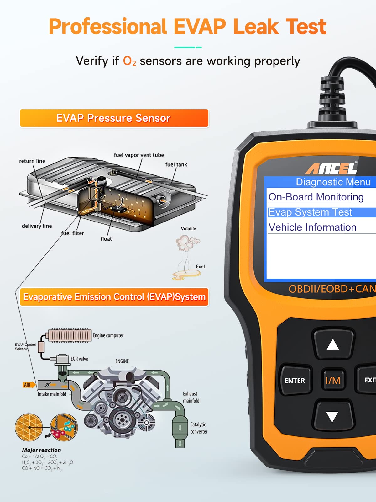 ANCEL AD410 next to a smartphone for scale showing compact, portable diagnostic benefit