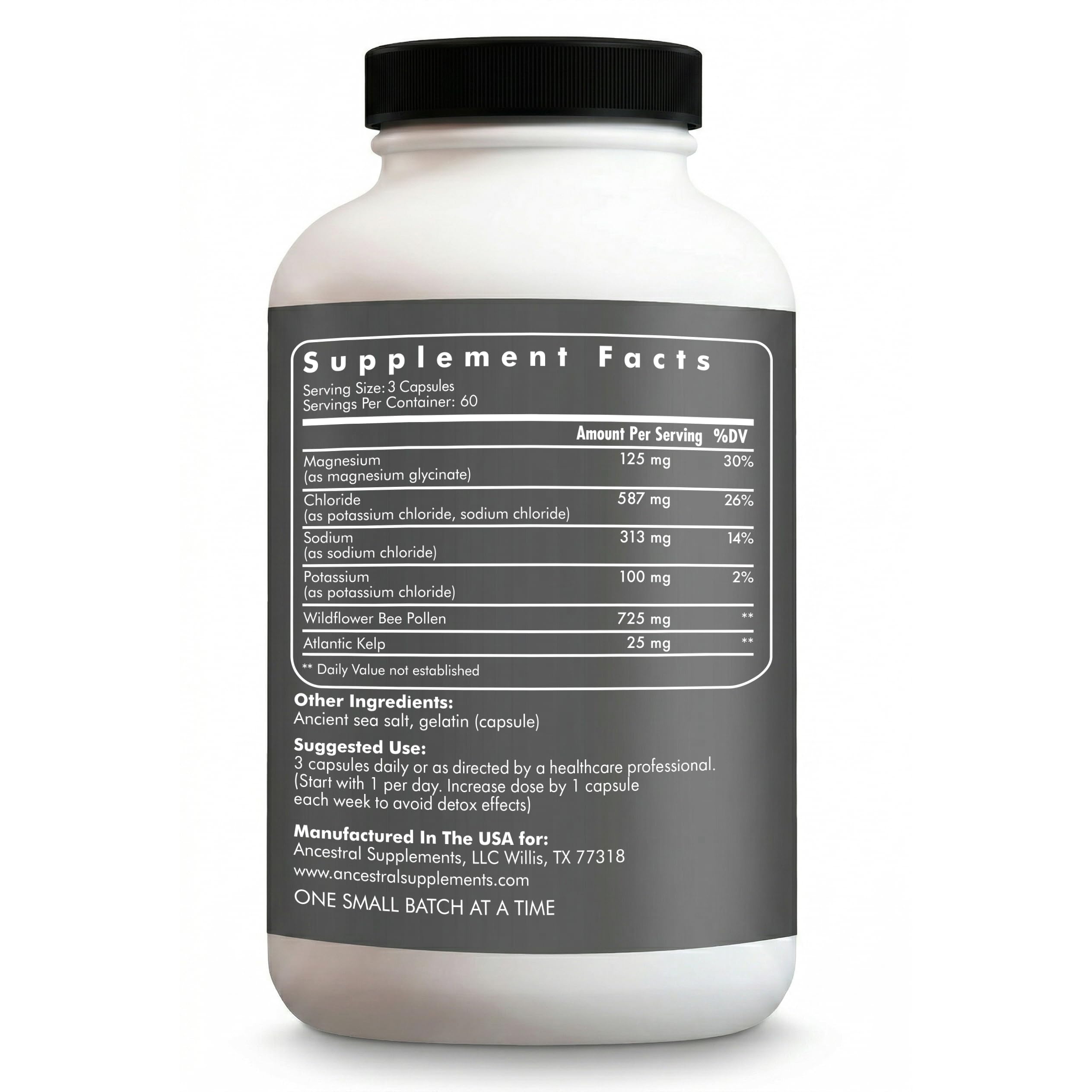 Ancestral Supplements capsule close-up showing texture and whole-food composition