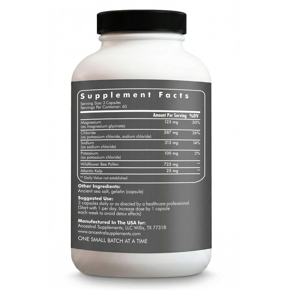 Ancestral Supplements capsule close-up showing texture and whole-food composition