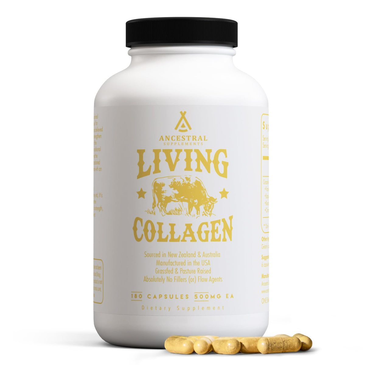 Ancestral Supplements bottle front label showing product identity and benefits
