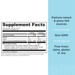 Ancient Nutrition scoop of chocolate collagen powder highlighting easy mixing