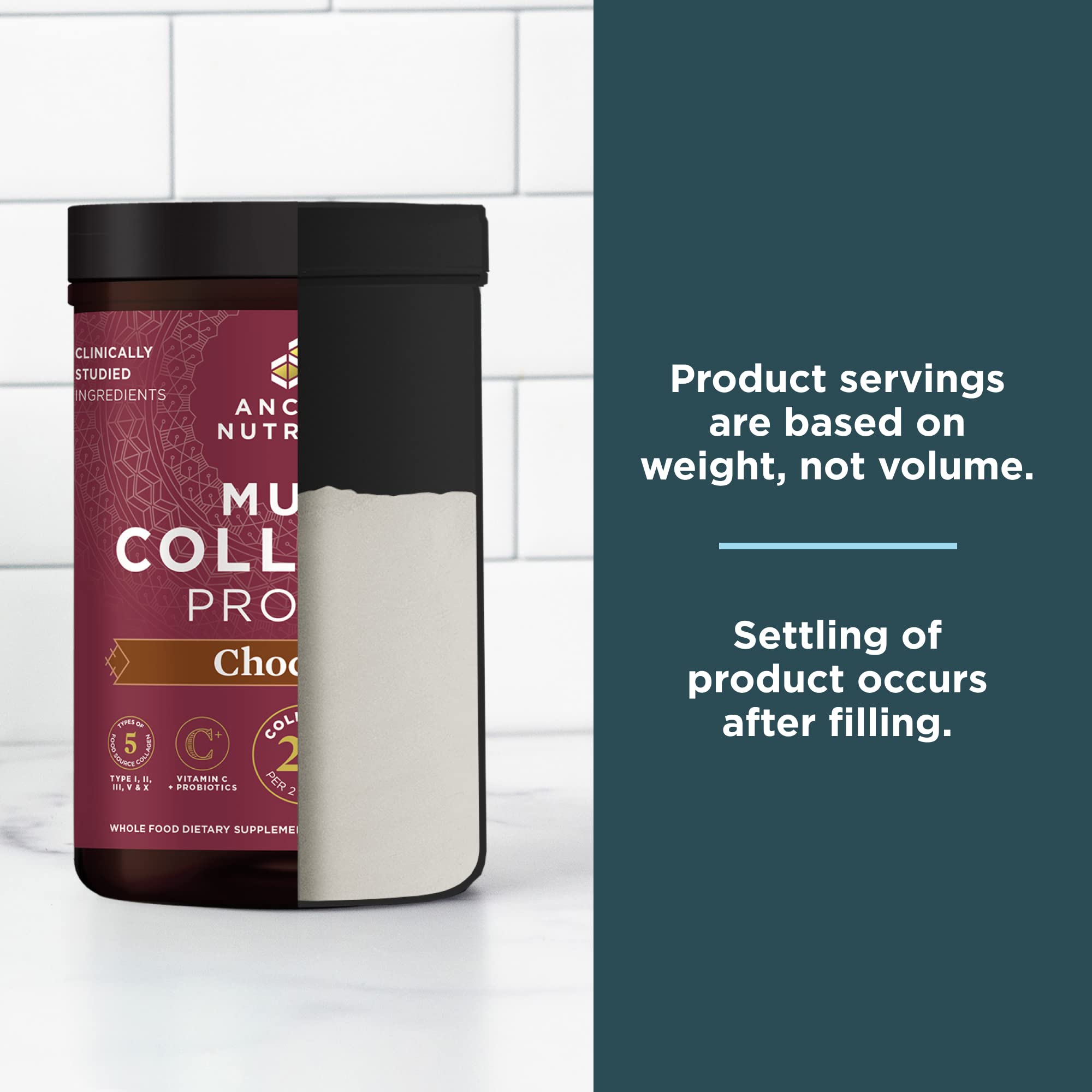 Ancient Nutrition powder beside fruit showing wellness pairing