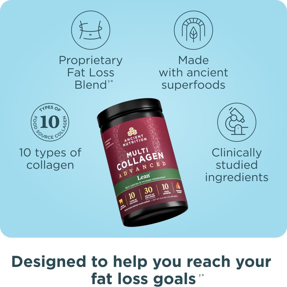 Ancient Nutrition open jar with scoop showing measured serving convenience
