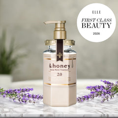 &honey shampoo pump detail highlighting mess-free dispensing benefit