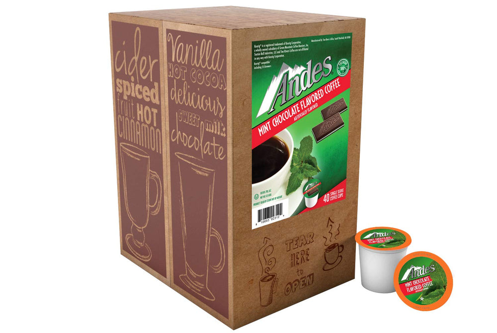 Andes branded single coffee pod top view showing easy Keurig compatibility