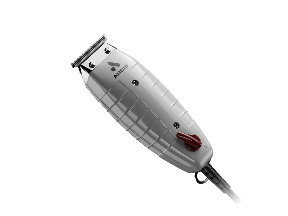 Andis T-Outliner blade edge closeup demonstrating sharp long-lasting cut benefit