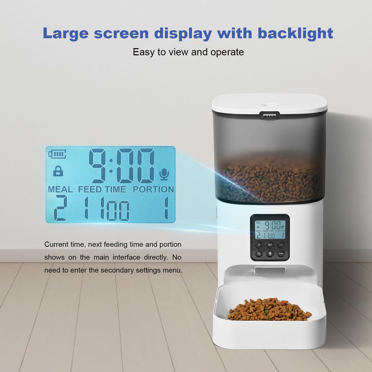 ANDOLL HOME feeder next to water bottle for scale showing compact 4L capacity
