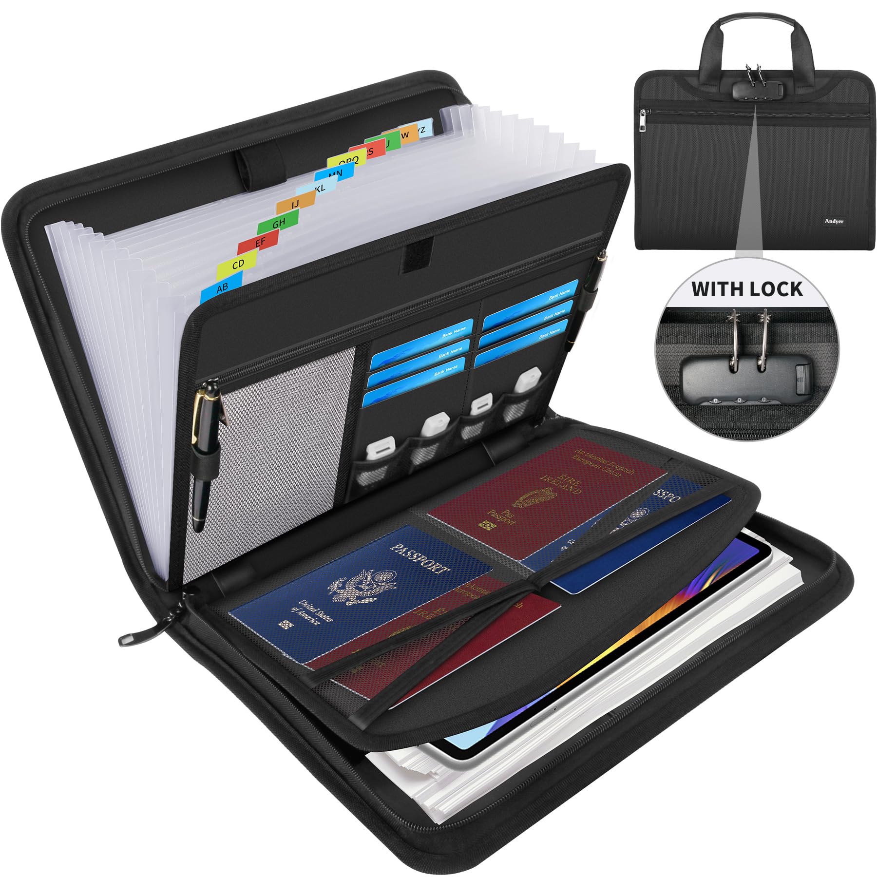 andyer front view closed showing secure carry handle and lock benefit protection