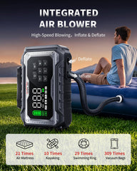 ANFLAG high-volume blower inflating a kayak quickly for faster water prep