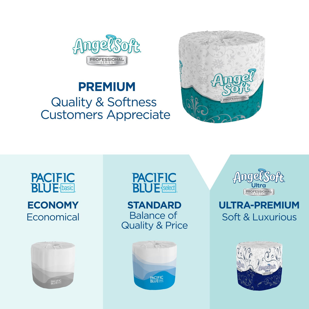 Angel Soft Professional open case revealing 80 individually wrapped rolls