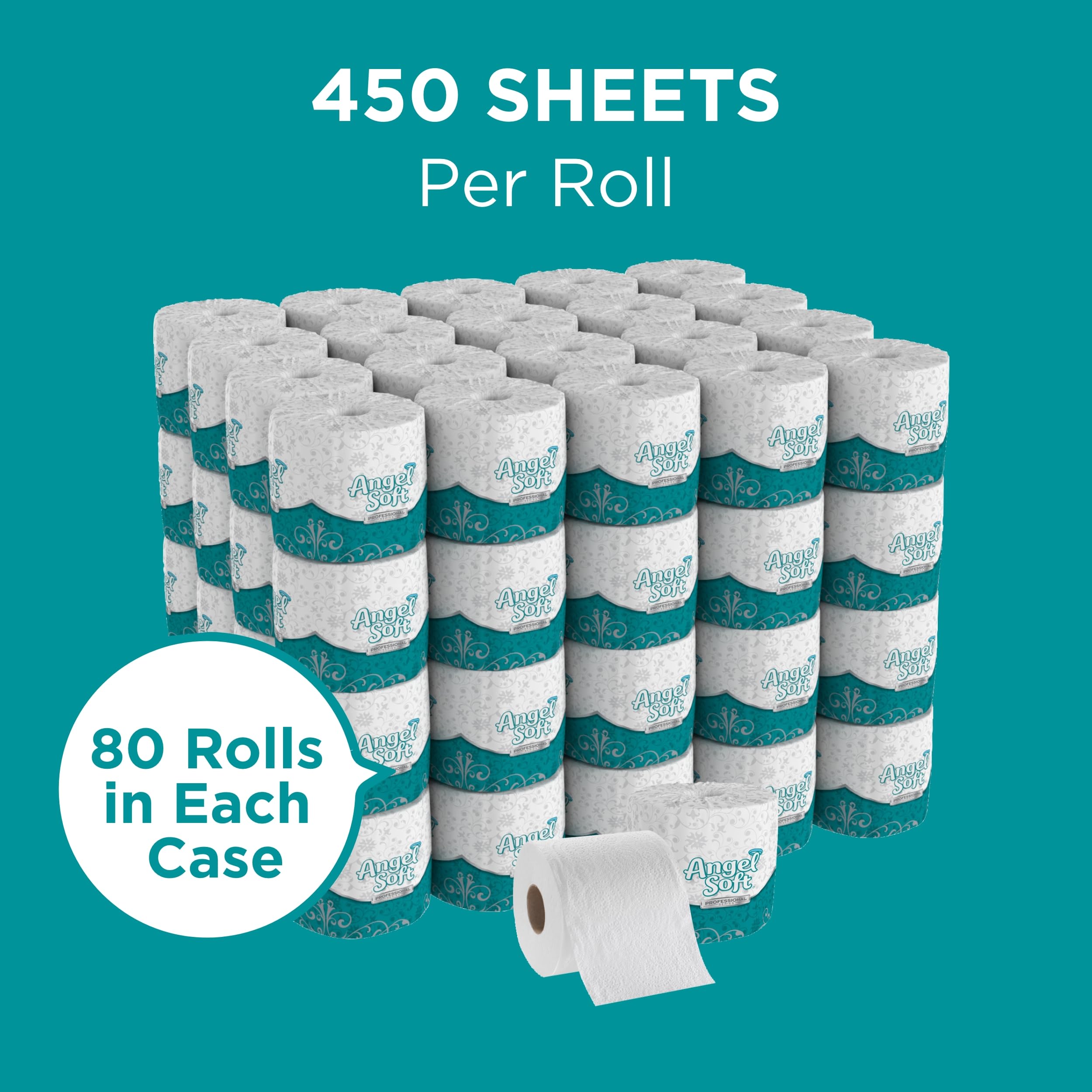 Angel Soft Professional roll placed in commercial dispenser enabling easy refill