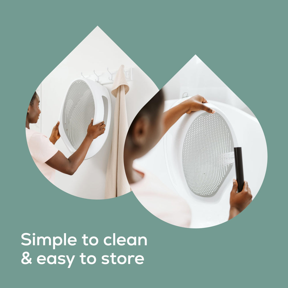 Angelcare bundle set on bathtub rim illustrating easy-access convenience