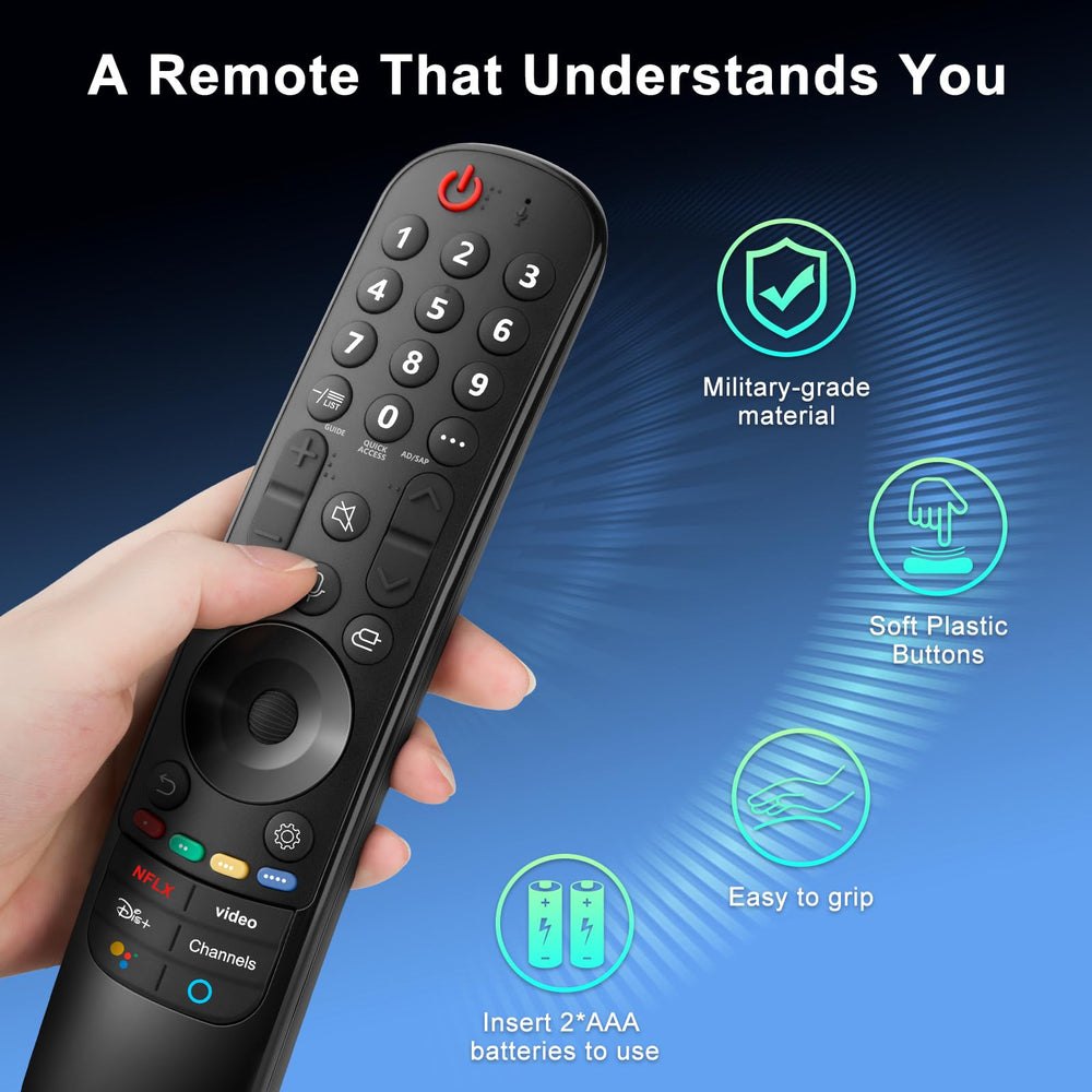 Angrox remote next to hands for scale, comfortable handheld size benefit