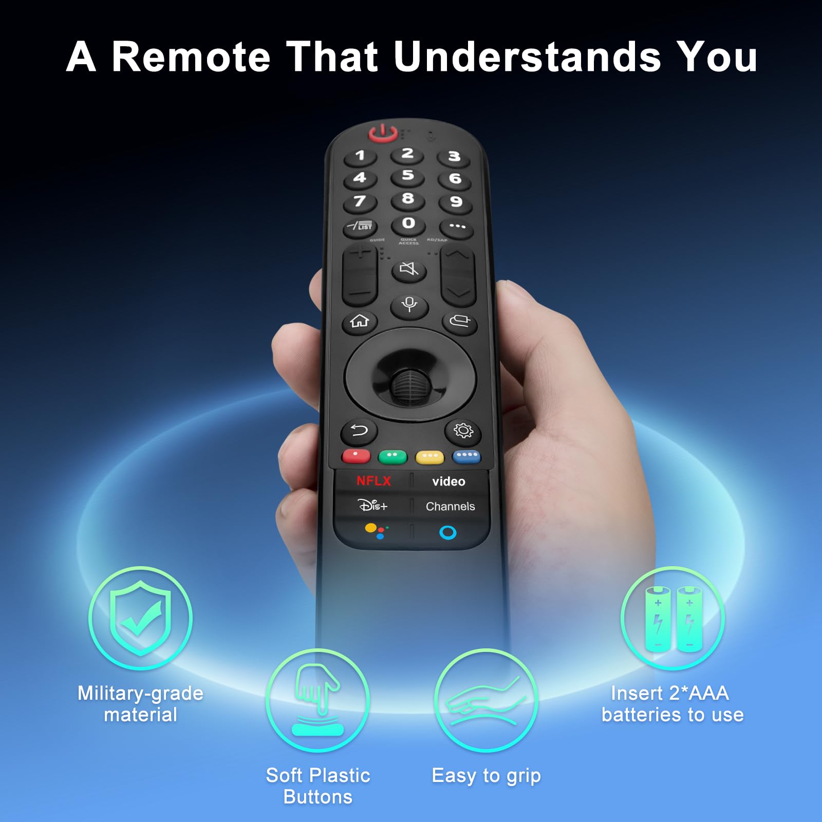 Angrox remote on living room sofa beside TV, seamless smart control benefit