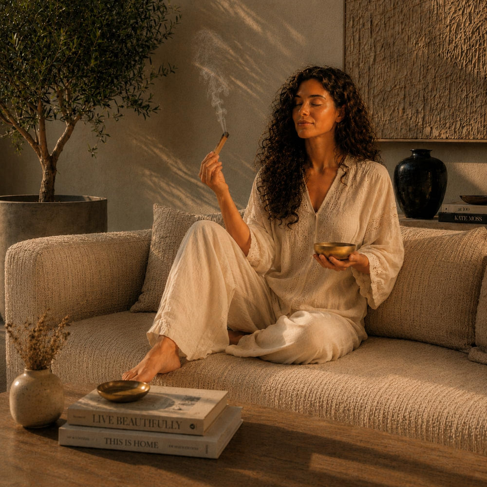 Anima palo santo stick detail highlighting sustainable sourced wood
