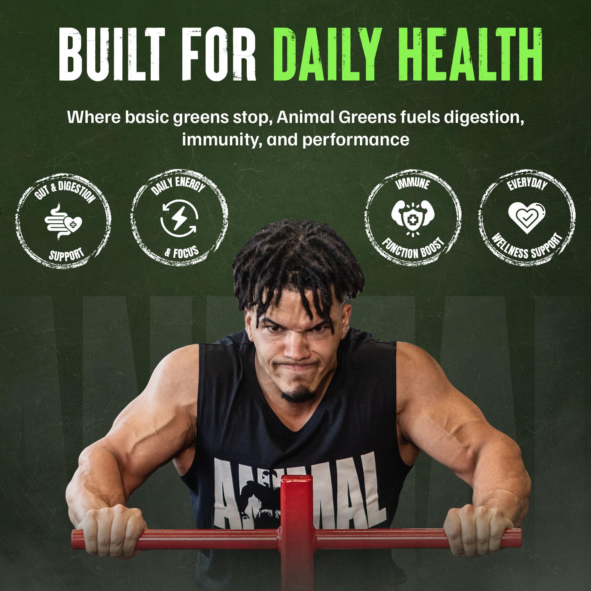 Animal Daily Greens capsules and tablets in hand demonstrating easy swallow and portability