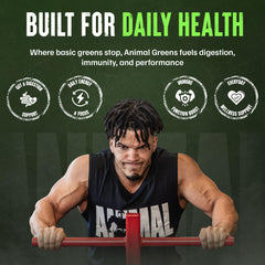 Animal Daily Greens capsules and tablets in hand demonstrating easy swallow and portability