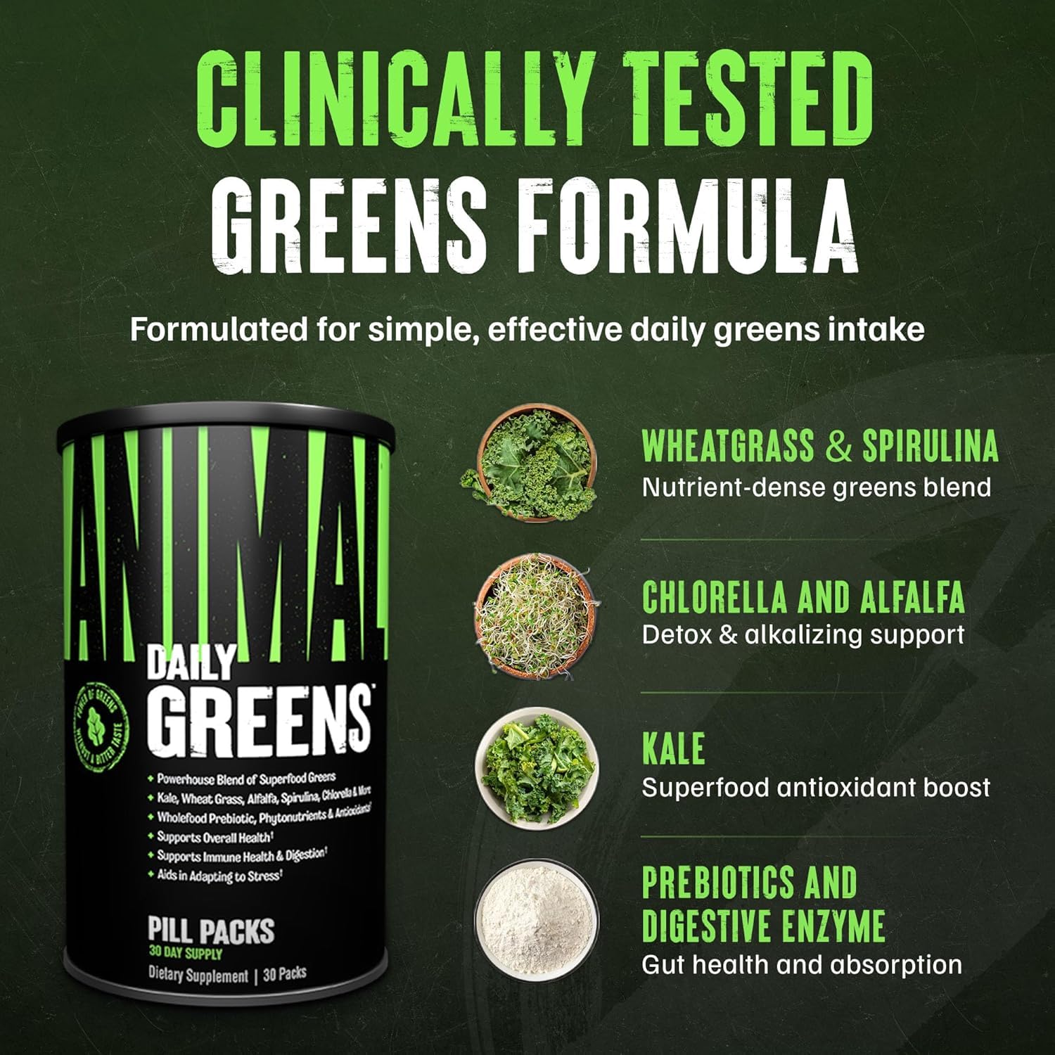 Animal Daily Greens next to a ruler showing compact size and travel-friendly packs