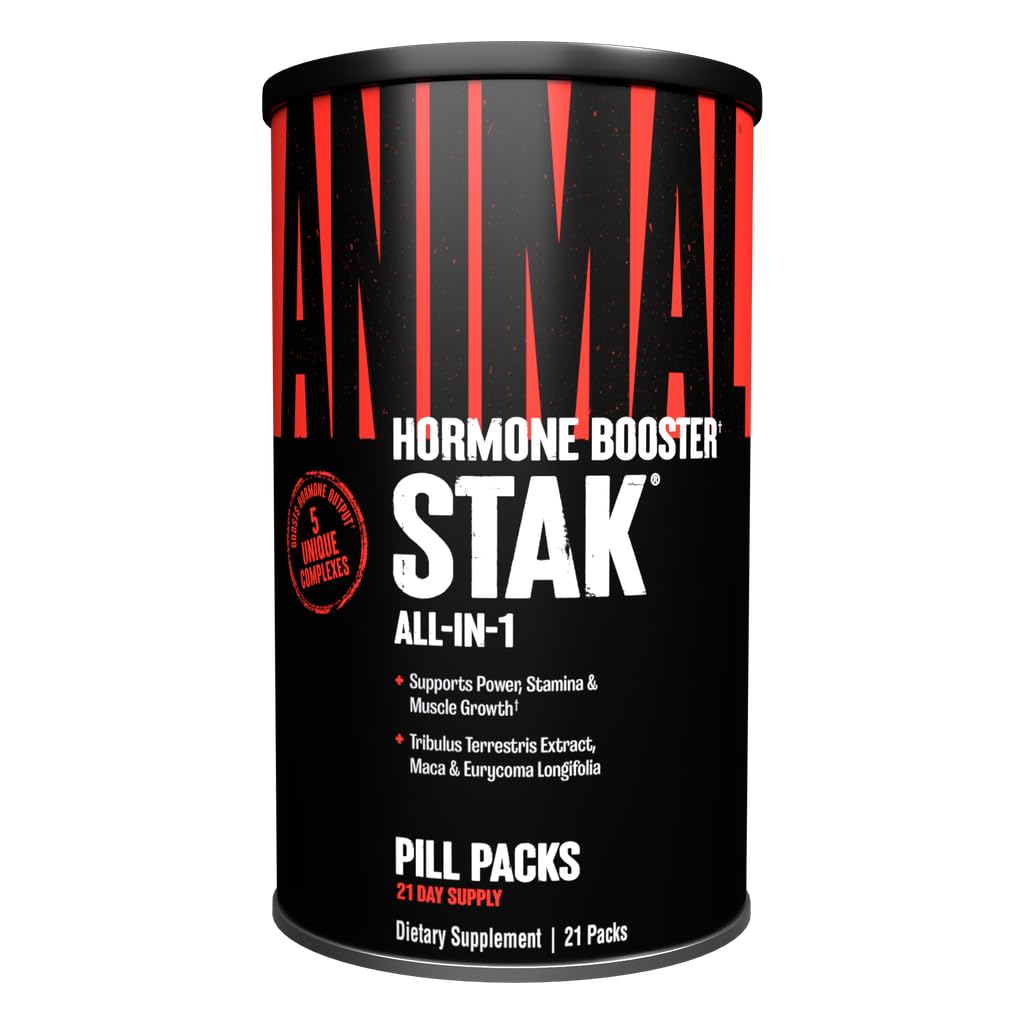 Animal Stak front package displaying 21 daily pill packs for simplified dosing and convenience