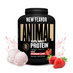 Animal strawberry front packaging showing product and scoop benefits